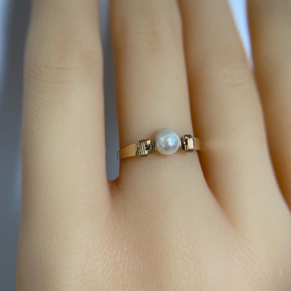 14k Gold filled pearl ring handmade - Picture 4 of 8